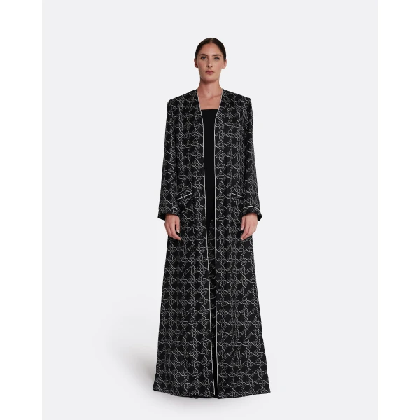 Safiyaa Fiorella Jacket in Ecru on Black - Jackets - Demi-Couture Evening Wear at Luxury Shoes 