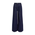 Safiyaa Fulvia Denim Trouser in Dark Wash - Pants - Demi-Couture Evening Wear at Luxury Shoes 