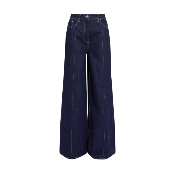 Safiyaa Fulvia Denim Trouser in Dark Wash - Pants - Demi-Couture Evening Wear at Luxury Shoes 