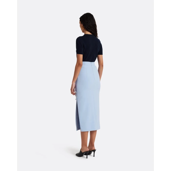 Safiyaa Georgie Skirt in Soft Sky with Crystal Buttons - Skirts - Demi-Couture Evening Wear at Luxury Shoes 