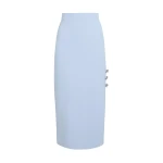 Safiyaa Georgie Skirt in Soft Sky with Crystal Buttons - Skirts - Demi-Couture Evening Wear at Luxury Shoes 