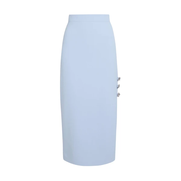 Safiyaa Georgie Skirt in Soft Sky with Crystal Buttons - Skirts - Demi-Couture Evening Wear at Luxury Shoes 