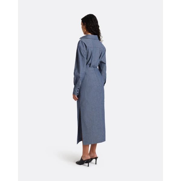Safiyaa Giada Shirt in Blue Blend - Tops - Demi-Couture Evening Wear at Luxury Shoes 