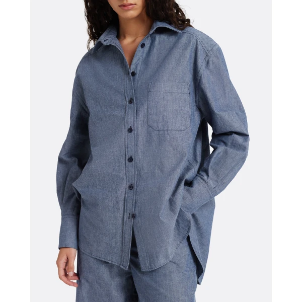 Safiyaa Giada Shirt in Blue Blend - Tops - Demi-Couture Evening Wear at Luxury Shoes 