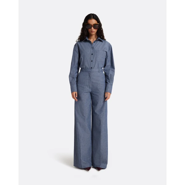 Safiyaa Giada Shirt in Blue Blend - Tops - Demi-Couture Evening Wear at Luxury Shoes 