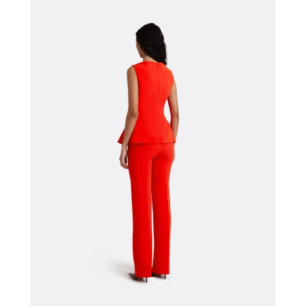 Safiyaa Goldie Trousers in Apple Red - Pants - Demi-Couture Evening Wear at Luxury Shoes 