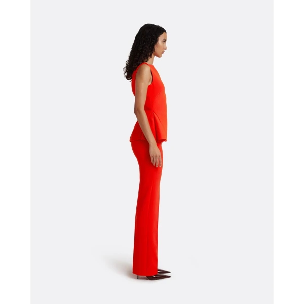 Safiyaa Goldie Trousers in Apple Red - Pants - Demi-Couture Evening Wear at Luxury Shoes 