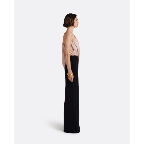 Safiyaa Ines Long Dress in Ballet Pink on Black - Dresses - Demi-Couture Evening Wear at Luxury Shoes 