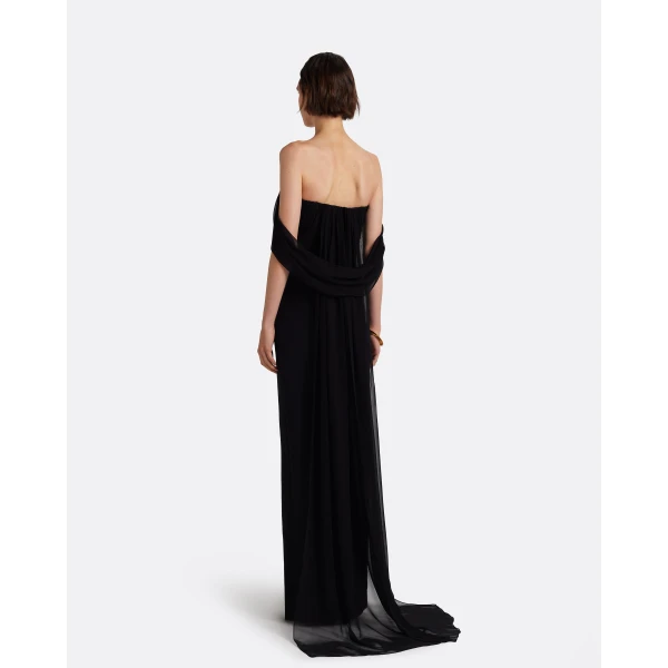 Safiyaa Iselle Dress Long in Black - Dresses - Demi-Couture Evening Wear at Luxury Shoes 