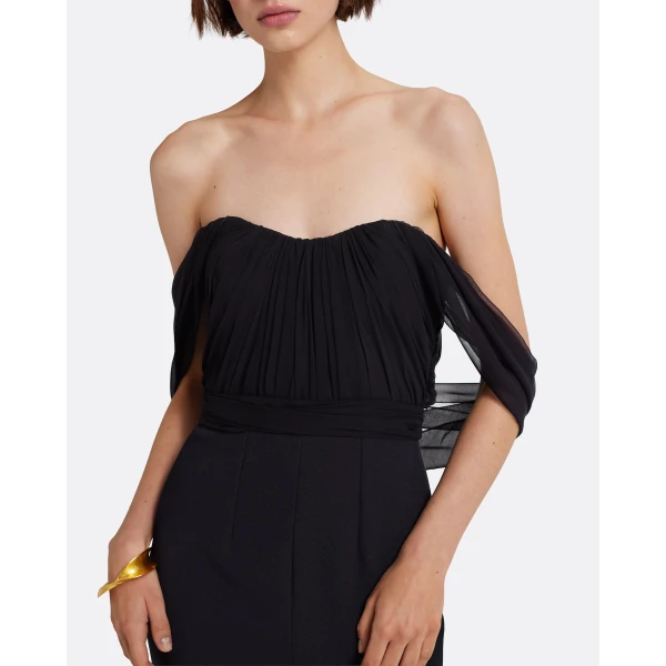 Safiyaa Iselle Dress Long in Black - Dresses - Demi-Couture Evening Wear at Luxury Shoes 