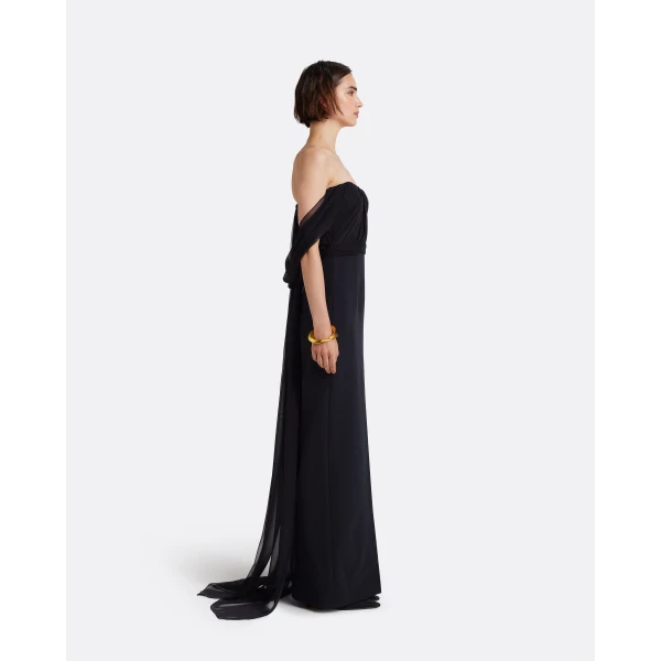 Safiyaa Iselle Dress Long in Black - Dresses - Demi-Couture Evening Wear at Luxury Shoes 