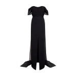 Safiyaa Iselle Dress Long in Black - Dresses - Demi-Couture Evening Wear at Luxury Shoes 