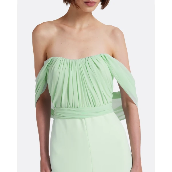 Safiyaa Iselle Dress Long in Sea Glass - Dresses - Demi-Couture Evening Wear at Luxury Shoes 