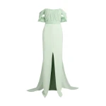 Safiyaa Iselle Dress Long in Sea Glass - Dresses - Demi-Couture Evening Wear at Luxury Shoes 