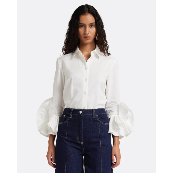 Safiyaa Joanne Shirt in Ivory - Tops - Demi-Couture Evening Wear at Luxury Shoes 