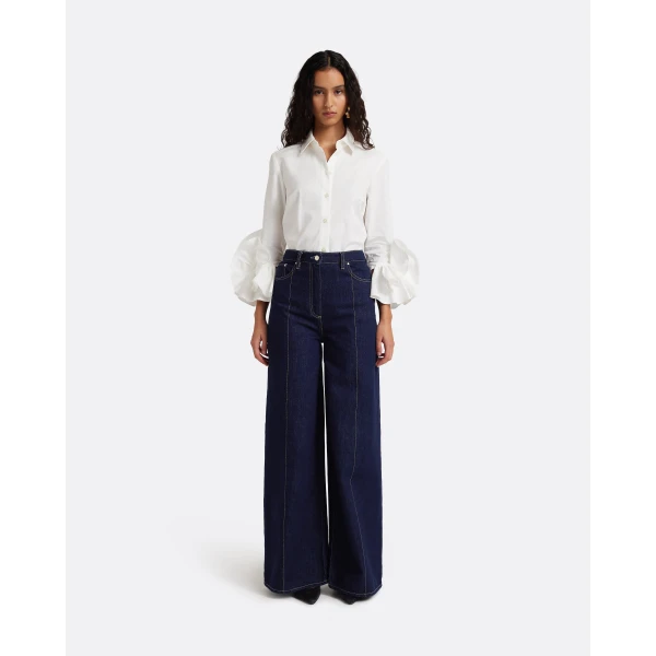 Safiyaa Joanne Shirt in Ivory - Tops - Demi-Couture Evening Wear at Luxury Shoes 