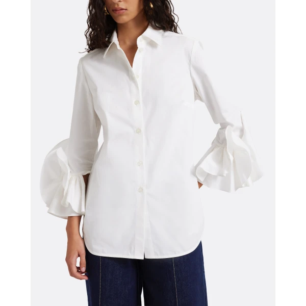 Safiyaa Joanne Shirt in Ivory - Tops - Demi-Couture Evening Wear at Luxury Shoes 