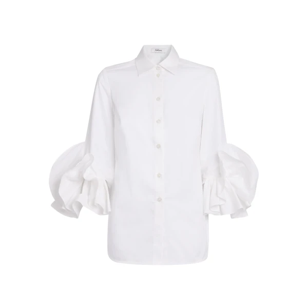 Safiyaa Joanne Shirt in Ivory - Tops - Demi-Couture Evening Wear at Luxury Shoes 