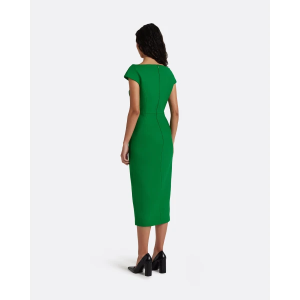 Safiyaa Klea Midi Dress in Blade Green - Dresses - Demi-Couture Evening Wear at Luxury Shoes 