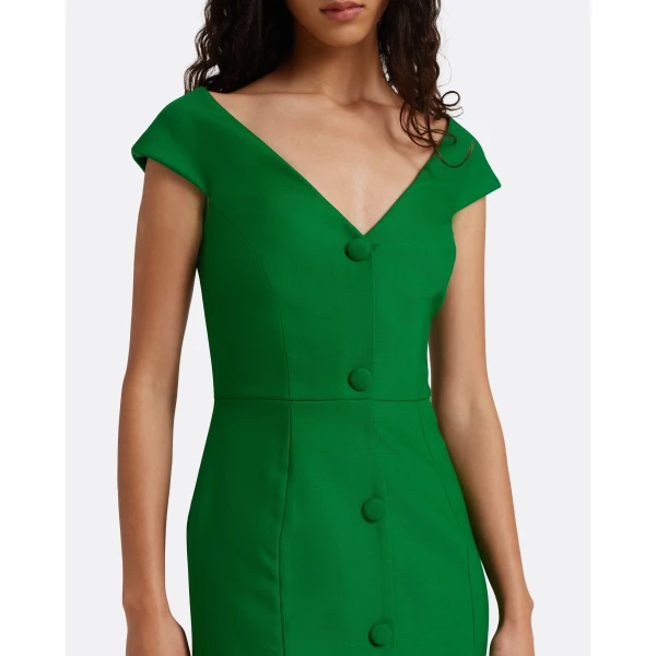 Safiyaa Klea Midi Dress in Blade Green - Dresses - Demi-Couture Evening Wear at Luxury Shoes 