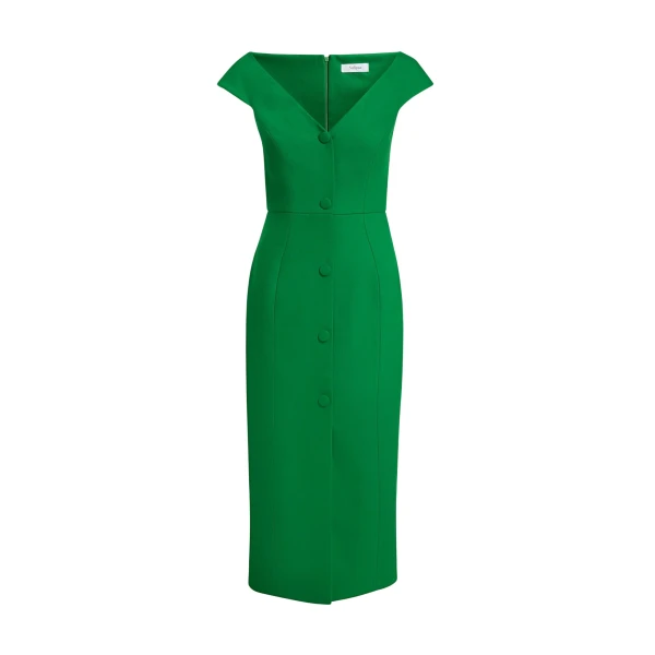 Safiyaa Klea Midi Dress in Blade Green - Dresses - Demi-Couture Evening Wear at Luxury Shoes 