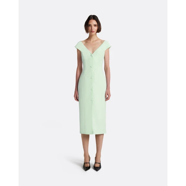 Safiyaa Klea Midi Dress in Sea glass - Dresses - Demi-Couture Evening Wear at Luxury Shoes 