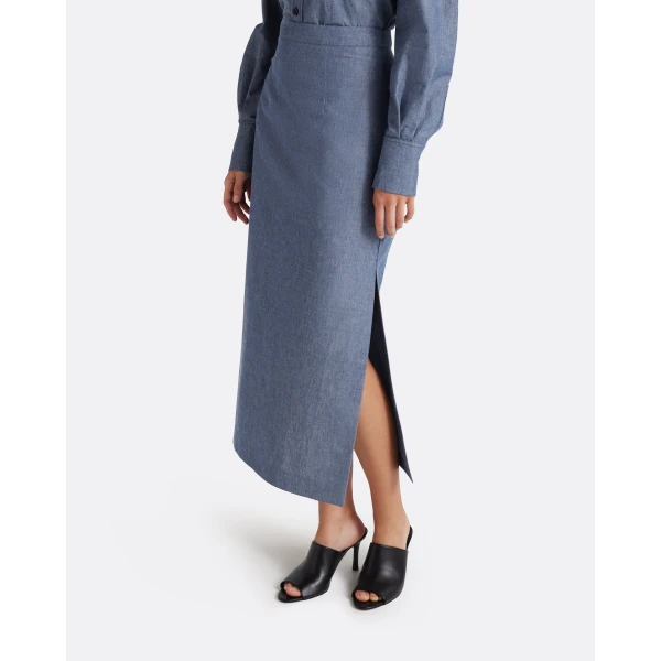Safiyaa Kyoto Skirt in Blue Blend - Skirts - Demi-Couture Evening Wear at Luxury Shoes 