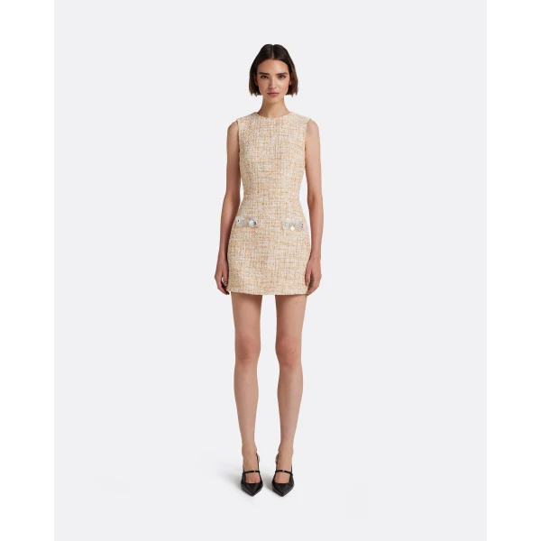Safiyaa Laurette Mini Dress in Tweed - Dresses - Demi-Couture Evening Wear at Luxury Shoes 