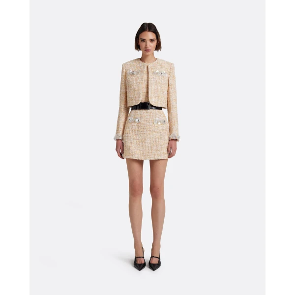 Safiyaa Laurette Mini Dress in Tweed - Dresses - Demi-Couture Evening Wear at Luxury Shoes 
