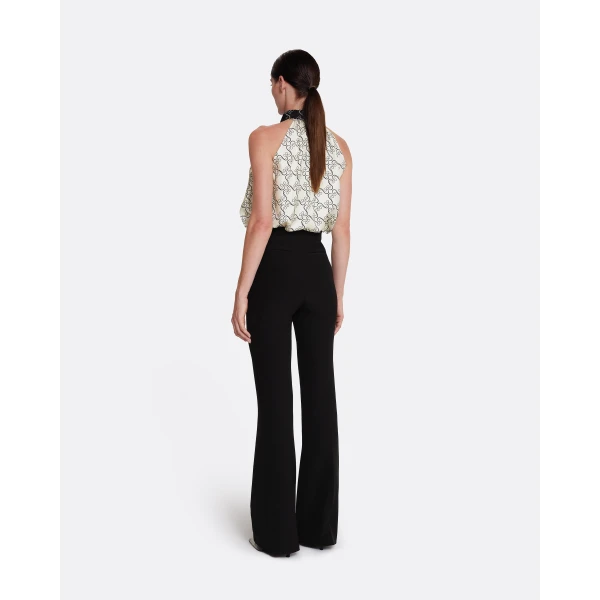 Safiyaa Letizia Top in Black on Ecru - Tops - Demi-Couture Evening Wear at Luxury Shoes 