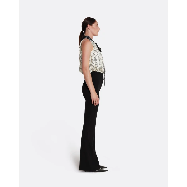 Safiyaa Letizia Top in Black on Ecru - Tops - Demi-Couture Evening Wear at Luxury Shoes 