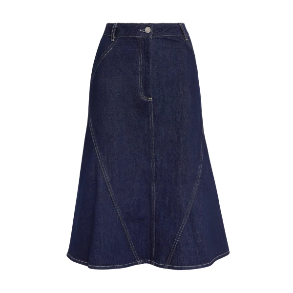 Safiyaa Luisella Denim Skirt in Dark Wash - Skirts - Demi-Couture Evening Wear at Luxury Shoes 