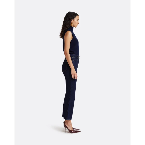 Safiyaa Marietta Denim Trouser in Dark Wash - Pants - Demi-Couture Evening Wear at Luxury Shoes 