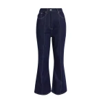 Safiyaa Marietta Denim Trouser in Dark Wash - Pants - Demi-Couture Evening Wear at Luxury Shoes 