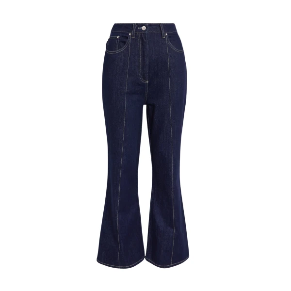 Safiyaa Marietta Denim Trouser in Dark Wash - Pants - Demi-Couture Evening Wear at Luxury Shoes 