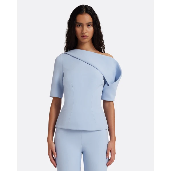Safiyaa Marley Top in Soft Sky - Tops - Demi-Couture Evening Wear at Luxury Shoes 
