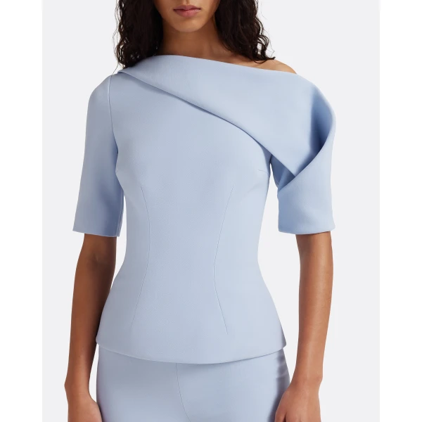 Safiyaa Marley Top in Soft Sky - Tops - Demi-Couture Evening Wear at Luxury Shoes 