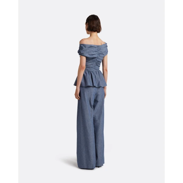 Safiyaa Melanie Top in Blue Blend - Tops - Demi-Couture Evening Wear at Luxury Shoes 