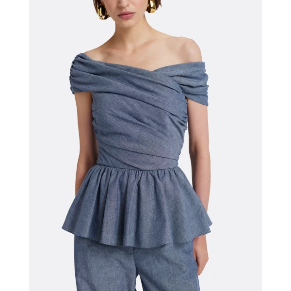 Safiyaa Melanie Top in Blue Blend - Tops - Demi-Couture Evening Wear at Luxury Shoes 