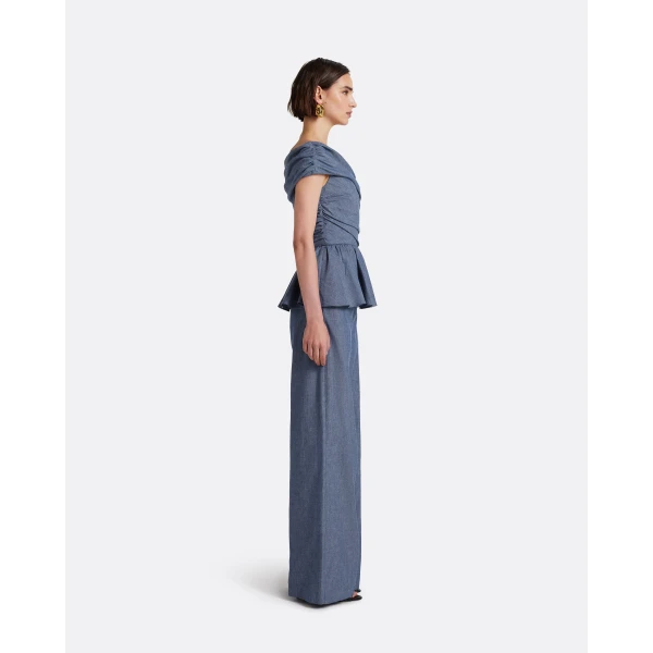 Safiyaa Melanie Top in Blue Blend - Tops - Demi-Couture Evening Wear at Luxury Shoes 