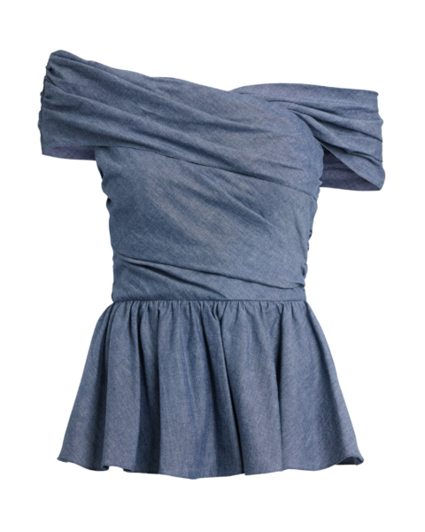 Safiyaa Melanie Top in Blue Blend - Tops - Demi-Couture Evening Wear at Luxury Shoes 