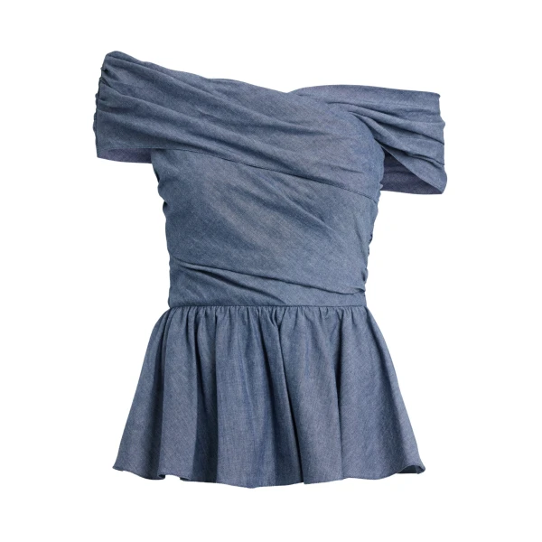 Safiyaa Melanie Top in Blue Blend - Tops - Demi-Couture Evening Wear at Luxury Shoes 