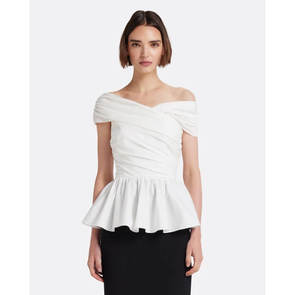 Safiyaa Melanie Top in Ivory - Tops - Demi-Couture Evening Wear at Luxury Shoes 