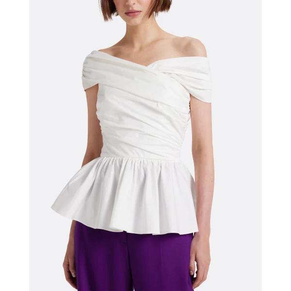 Safiyaa Melanie Top in Ivory - Tops - Demi-Couture Evening Wear at Luxury Shoes 