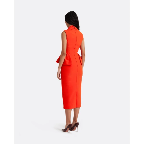 Safiyaa Milou Midi Dress in Apple Red - Dresses - Demi-Couture Evening Wear at Luxury Shoes 