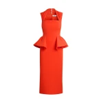 Safiyaa Milou Midi Dress in Apple Red - Dresses - Demi-Couture Evening Wear at Luxury Shoes 