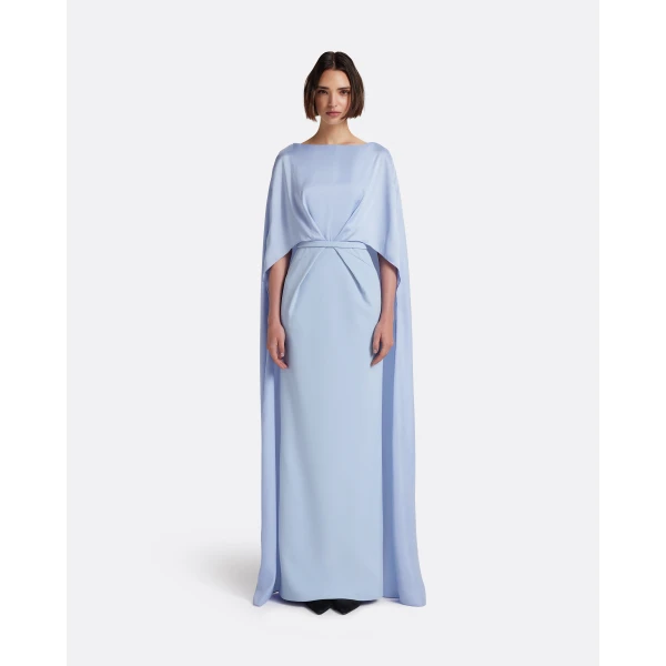 Safiyaa Mirabella Long Dress in Soft Sky - Dresses - Demi-Couture Evening Wear at Luxury Shoes 