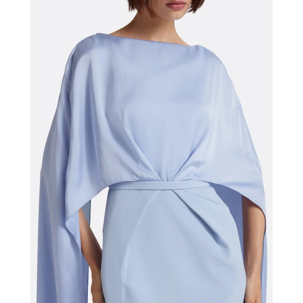 Safiyaa Mirabella Long Dress in Soft Sky - Dresses - Demi-Couture Evening Wear at Luxury Shoes 
