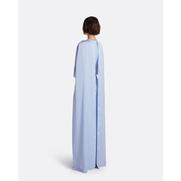 Safiyaa Mirabella Long Dress in Soft Sky with Embellished Belt - Dresses - Demi-Couture Evening Wear at Luxury Shoes 