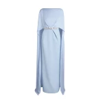 Safiyaa Mirabella Long Dress in Soft Sky with Embellished Belt - Dresses - Demi-Couture Evening Wear at Luxury Shoes 